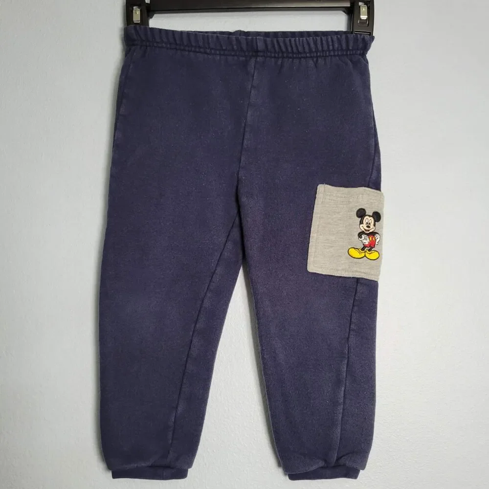 Vintage Y2K Disney Mickey Mouse Toddler Sweatpants 3T Navy Blue Joggers Pocket